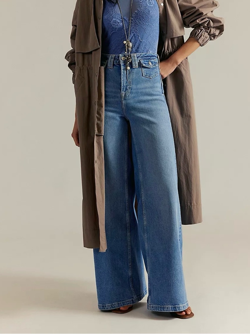 Free People x We the Free Kelley High Rise Palazzo Jeans, Size 28